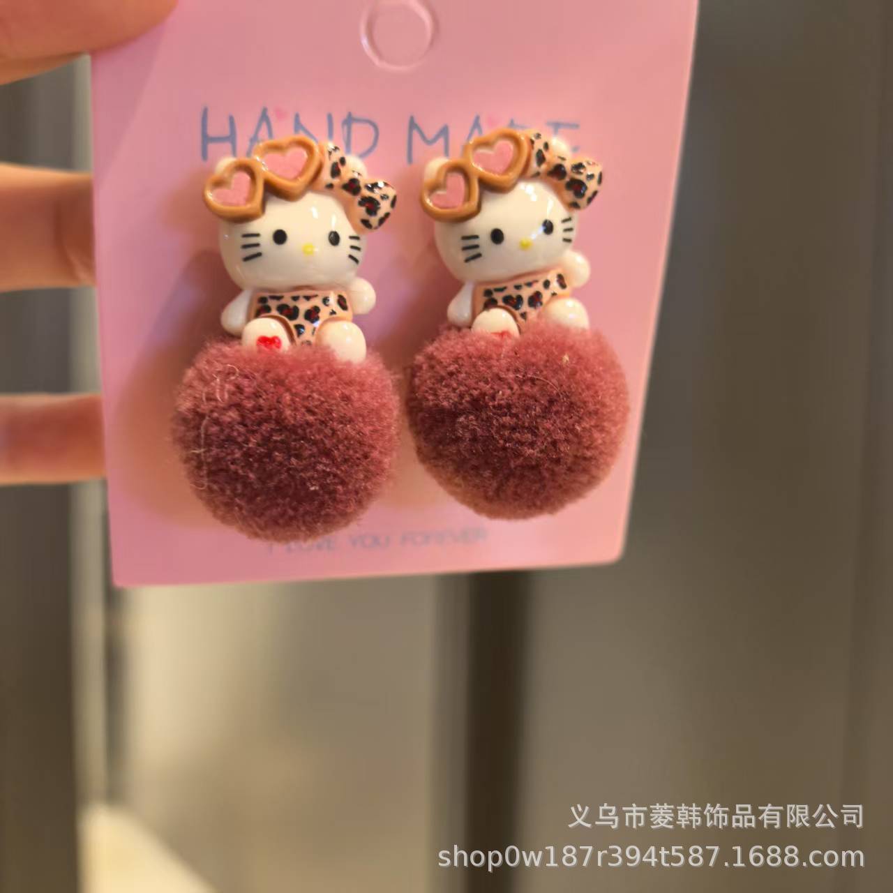 Wholesale Soft Girl Autumn and Winter Fur Ball Plush Star Cute Funny Cat Rabbit  Earrings OLY Exclusive